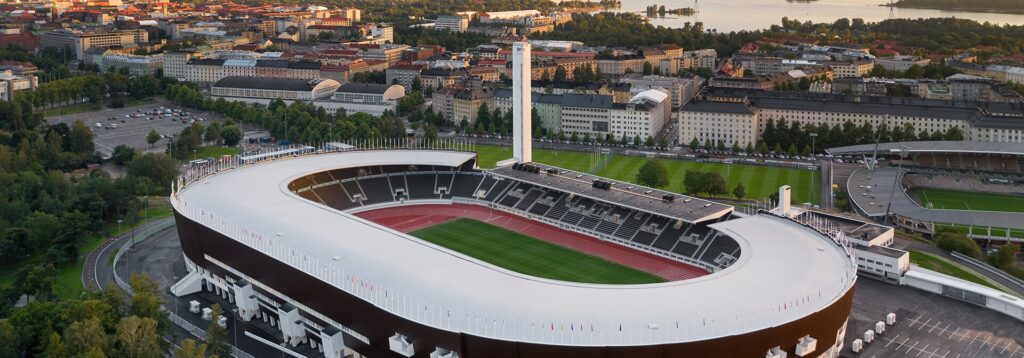 Olympiastadion i Helsinki sett ovenfra